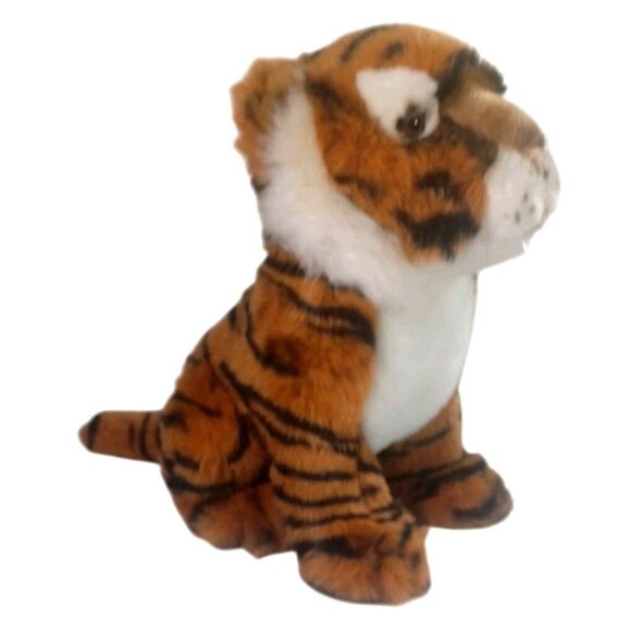 NWT NEW! 14X16 1988 Vintage Chrisha Playful Pets Fluffy Plush Sitting Tiger Cub - Picture 10 of 14